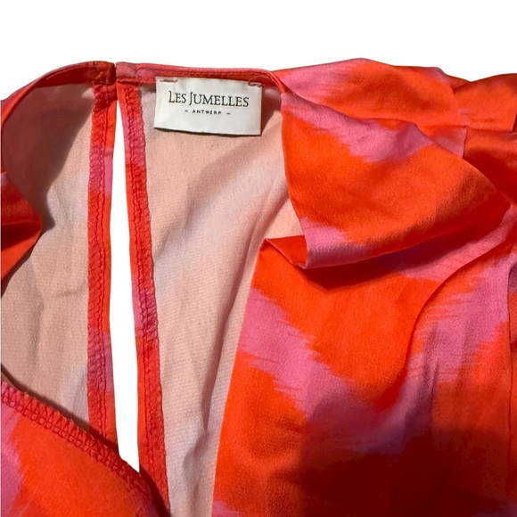 Les Jumelles Antwerp Toby Vibrant Red Zigzag Long Sleeve Dress Size T2/Medium - Picture 8 of 8